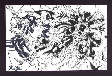 Deadpool vs. Spawn Sketch by Ron Williams | mycomicshop.com