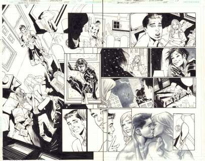 Eber Ferreira, Eddy Barrows - detective comics #935 pgs. 12 & 13 - robin tim drake and spoiler stephanie brown kissing dps - cassandra cain app - 2016