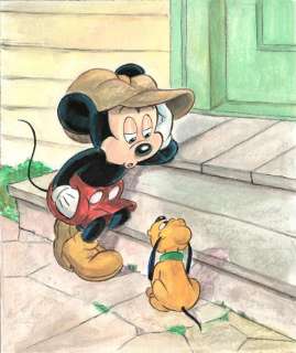 Tony Fernandez, Disney Artist | Vintage Mickey & Baby Pluto - Original Painting - 50 x 35 cm - Tony Fernandez Signed - Watercolor Art - Original Artwork | Catawiki