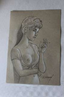 Renaud Denauw | Jessica Blandy - Dessin original - Pastel érotique - Format: 21 x 29,7 cm. | Catawiki