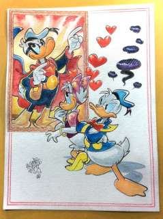 Alessandro Gottardo | Donald Duck - â€œPaperino geloso di se stessoâ€ - dipinto ad acquerello originale di Alessandro Gottardo - Page volante - Exemplaire unique - (2019) | Catawiki