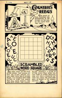 Carlson - COUNTRIES IN REBUS, PUZZLE FUN, Pg. 24 Original Comic Book Art | Russ Cochran