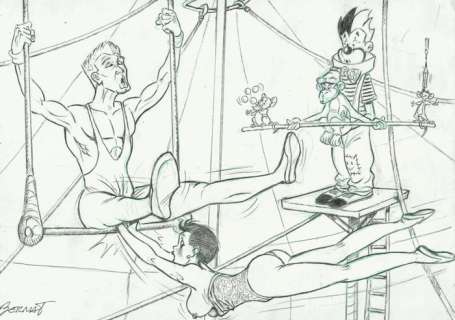 Bernat, Serrat | Bernat - Original drawing - Girl in circus - Size: 30 x 21 cm. | Catawiki
