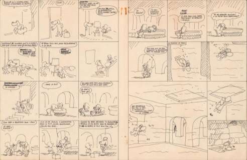 Maurice Rosy - Attila au chÃ¢teau  Feutre pour le scénario des planches 15