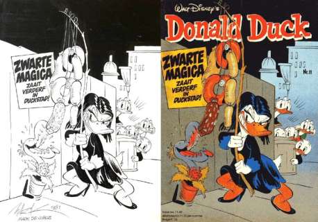 Mark de Jonge | Magica deSpell HC DD1981-11 - "Zwarte Magica zaait verderf in Duckstad!" - Signed Original Cover Page with comic - 27,6 x 35,4 cm - (1981) | Catawiki
