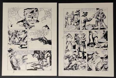 Gustavo Trigo | Skorpio #29 - Gustavo Trigo - 2x tavole originali "Vai all’Ovest Ragazzo!" - Page volante - Exemplaire unique - (1986) | Catawiki