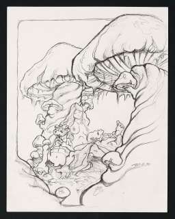 Lizards and Woman Under Mushroom Sketch by Mark Bode | mycomicshop.com