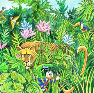 Tony Fernandez, Disney Artist | Donald Duck Inspired By Henri Rousseau’s "The Dream" (1910) - Original Large Painting - Tony Fernandez Signed - Acrylic Art - Original Artwork - 63 x 50 cm | Catawiki