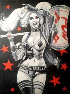Giuseppe Candita | DC COMICS - illustrazione originale G.Candita "HARLEY QUINN" - Page volante - Exemplaire unique | Catawiki