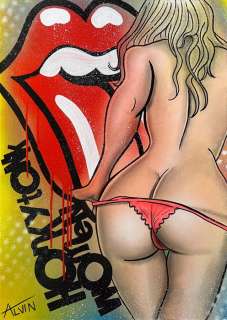 Alvin Silvrants | Sexy Rolling Stones Girl - Original painting in colour by Alvin Silvrants | Catawiki