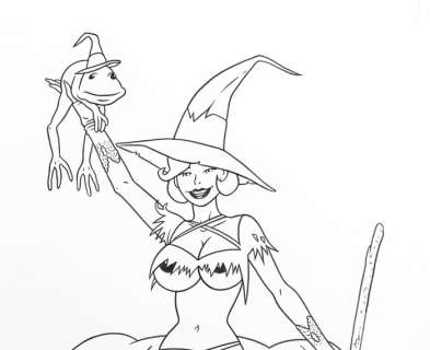 Roberto Baldazzini | Roberto Baldazzini - “Beba Halloween” / illustrazione a inchiostro - Page volante - Exemplaire unique | Catawiki