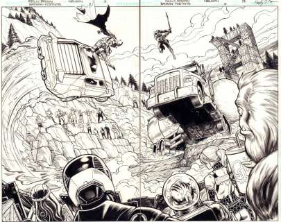 Nelson Decastro, Reilly Brown - Batman/Fortnite: Zero Point #3 Pgs. 12 & 13 - Batman Vs. Snake Eyes Action Dps - 2021 Signed