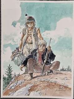 Hermann | Hermann - Dessin original à l’aquarelle ( ex-libris, projet de couverture) - Jérémiah - Le caïd - (2013) | Catawiki