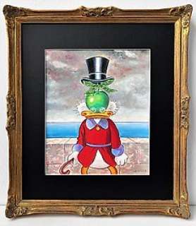 Tony Fernandez, Disney Artist - Scrooge Duck Inspired By René Magritte‘s "The Son Of Man" (1964) - Original Painting - Tony Fernandez Signed - Framed - Original Acrylic Art - 63 x 56 cm - No reserve!