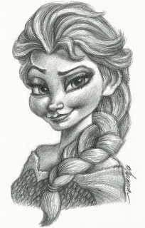 Joan Vizcarra | Frozen: Elsa - Original Drawing - Joan Vizcarra Signed - Pencil Art - Original Artwork | Catawiki