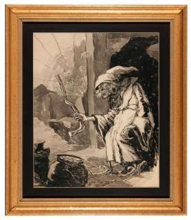 WALT HUBER WITCH IN DUNGEON FRAMED ORIGINAL ILLUSTRATION ART. | Hake’s