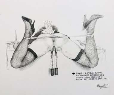 Riccardo Mannelli | Riccardo Mannelli - illustrazione originale pubblicata su “Carni Scelte” / pag. 83 - Page volante - Exemplaire unique - (1994) | Catawiki