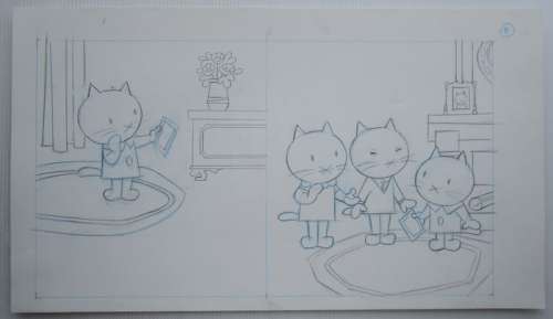 Ray Goossens (Studio) | Ray Goossens (Studio) - MUSTI - Originele pagina (potlood versie) (p.8) - Musti is jarig - (2003) | Catawiki