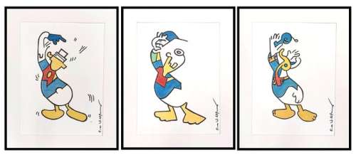 Emma Wildfang | Emma Wildfang - Donald Duck Triptychon "Tribute series - Pablo Picasso" – original artwork by Emma Wildfang - (2023) | Catawiki