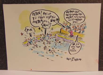 Kort, Hein de | Kort, Hein de - Originele tekening in kleur - Geen vijftig meter bad!! | Catawiki