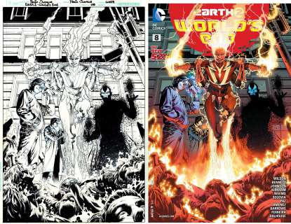 Paulo Siqueira - earth 2 world‘s end #8 cover (jonni thunder; brainwave; obsidian; smoking john constantine! ) 2014