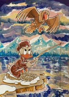 Julian Jordan | Uncle Scrooge - "I’m Watching You" - Original Colour Sketch by Julian Jordan | Catawiki