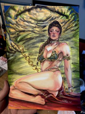 Tolunay Keskin - Princess Leia and Jabba a4 by Tolu