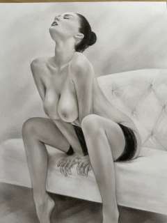 Svetlana Bedna | Svetlana Bedna - Original drawing - ‘Couch pleasure’ - Size: 29 x 42 cm. - (2022) | Catawiki