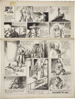 Alex Raymond Flash Gordon Sunday Comic Strip with Matching Jungle Jim Topper Original Art dated 3-15-36 (King -
