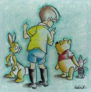 Dick Duerrstein Rabbit, Christopher Robin, Winnie the Pooh, and Piglet Painting Original Art (2003). This -