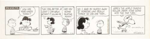 Charles Schulz Peanuts Daily Comic Strip Original Art (United Feature Syndicate, 1969). Lucy has given up - | Heritage