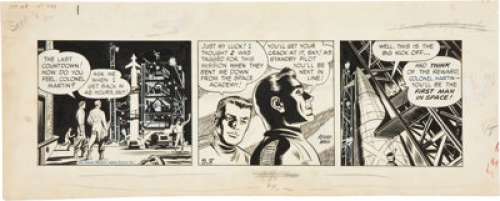 Jack Kirby and Wally Wood The First Sky Masters of the Space Force Daily Comic Strip Original Art dated 9-8-58 -