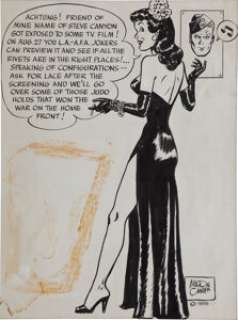 Milton Caniff Miss Lace and Steve Canyon TV Show Promotion Illustration Original Art (1958). Miss Lace vamps the -