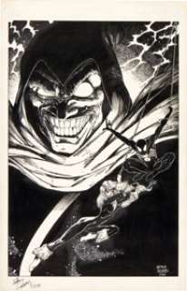 Arthur Adams Marvel Fanfare #37 Spider-Man, Black Cat, and Hobgoblin Pin-Up Page Original Art (Marvel, -