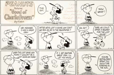 Charles Schulz Peanuts Sunday Comic Strip Original Art dated 5-15-77 (United Feature Syndicate, 1977). Ever - | Heritage