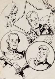 Jon L. Blummer Hop Harrigan Pin-Up Original Art (undated). As noted by Don Markstein on his Toonopedia site, -