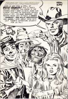 Jack Kirby and Joe Simon Boys‘ Ranch #2 Opening Splash Page Original Art (Harvey, 1950). The gang is all together -