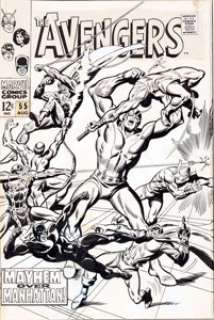 John Buscema and George Roussos The Avengers #55 Masters of Evil Cover Original Art (Marvel, 1968). A battle royal - | Heritage