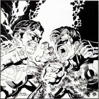 Darryl Banks and Terry Austin Wizard the Comics Magazine Hal Jordan vs. Kyle Rayner Green Lantern Illustration -