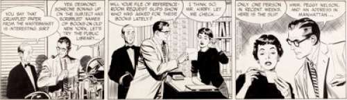 John Prentice Rip Kirby Daily Comic Strip Original Art dated 10-5-56 (King Features, 1956). Rip Kirby stars in all -