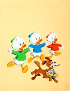 Tony Strobl and Norm McGary Dell Giant #35 "Huey, Dewey and Louie Back To School" Painted Cover -