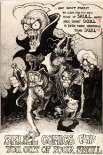 Greg Irons Skull #2 Illustration Original Art (Last Gasp, 1970). From a classic of the Underground Comix -