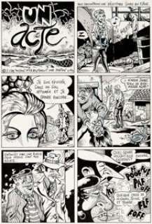 S. Clay Wilson - 2. (Two): "Un Acte" Original Art Complete 7-Page Story (Keith Green Publ., 1975).