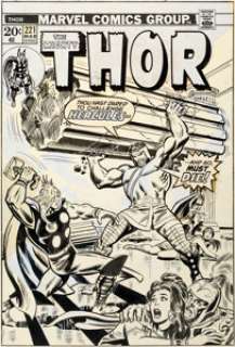 John Buscema and John Romita Sr. Thor #221 Cover Hercules Original Art (Marvel, 1974). The Lion of Olympus -