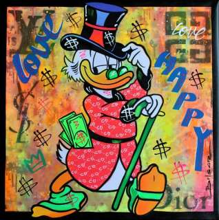 Gabriel Brisan | Brisan Gabriel - Original Oil and Acrylic painting on Printed Canvas - Mr. Duck | Catawiki