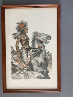 Joubert, Pierre | Joubert, Pierre - Originele tekening in kleur - Jeune guerrier indien | Catawiki