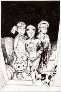 J. G. Jones 52 #25 Cover Children as Steel, Booster Gold, and the Question Original Art (DC, 2006)....