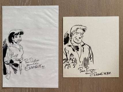 Maltaite | Maltaite, Éric - 2x Dessin original dédicacé - 421 - Jimmy Plant + Morgane Angel - (1995/1997) | Catawiki