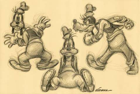 Joan Vizcarra | Goofy Model Sheet - Original Drawing - Joan Vizcarra - Pencil Art - Original Artwork - 48 x 32 cm | Catawiki