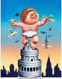 Tom Bunk Garbage Pail Kids Series 3 Card #124 Hugh Mongous/King-Size Kevin Illustration Original Art (Topps, 1986)...